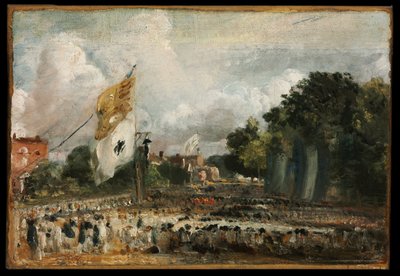 De Viering in East Bergholt van de Vrede van 1814 Gesloten in Parijs tussen Frankrijk en de Geallieerde Machten door John Constable